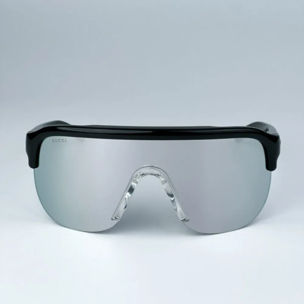 NEW Gucci GG1645S 003 Black Grey Silver Mirrored Unisex Mask Sunglasses GG 1645
